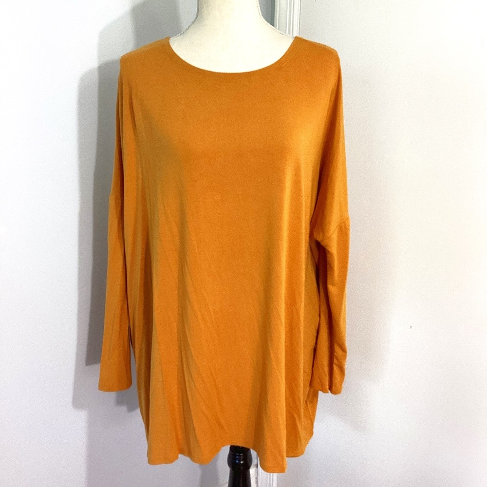 NWT ZENANA PLUS 1X MUSTARD MODAL TUNIC TOP RELAXED FIT LAGENLOOK